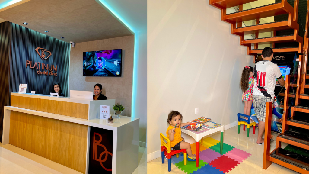 Fotos da recepção e brinquedoteca da Platinum